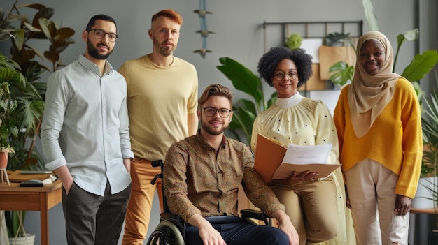 Photo a diverse team in modern office