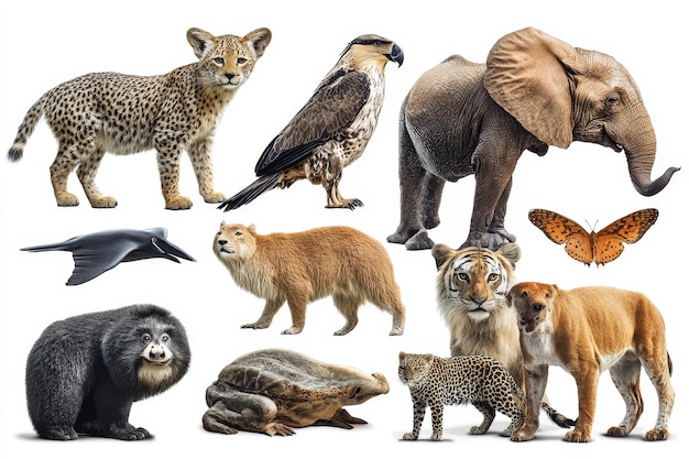 Photo diverse wildlife collection a showcase of natures wonders