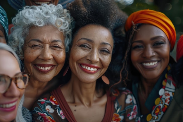 Diverse women smiling on International Womens Day portrait