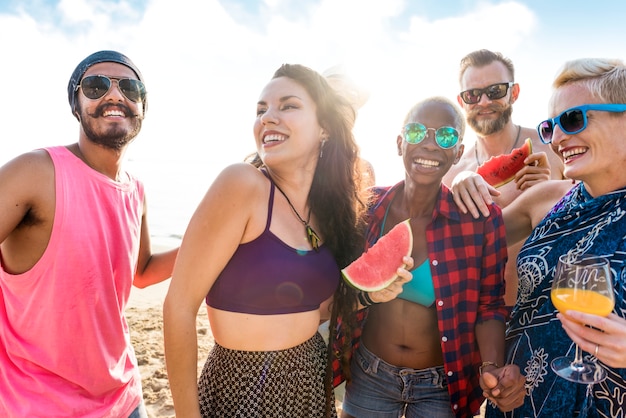 Diverse Young People Fun Beach Concept