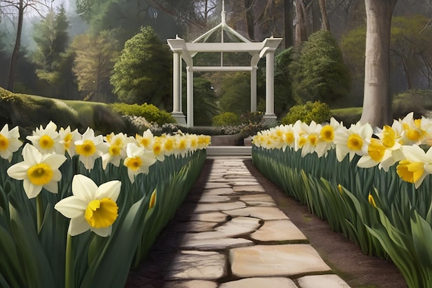 Diversity of Daffodils Botanical Garden Exhibit Concept Art