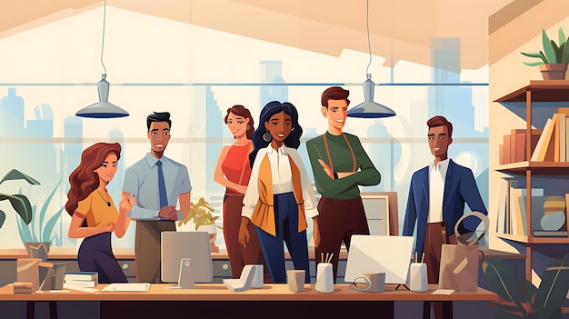 diversity equity and inclusion in compagny work space illustration concept background