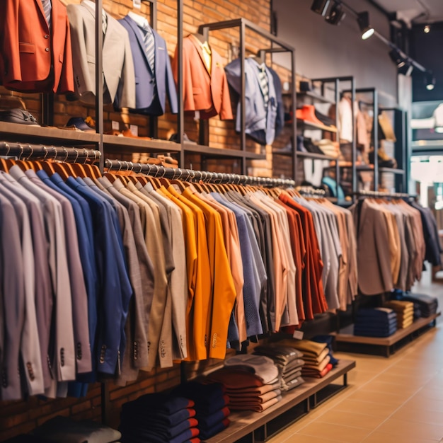 diversity of formal clothes hanging in modern retail