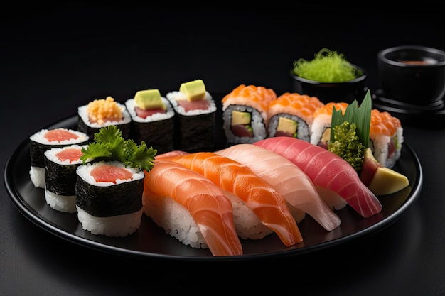 Diversity of sushi in elegant presentation generative IA