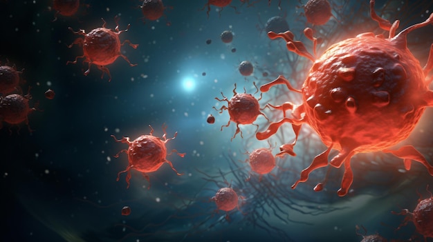 Dividing cancer cells 3d illustration