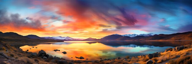 The Divine Artistry A Serene Lake Resting in the Lap of Misty Mountains Under a Twilight Sky