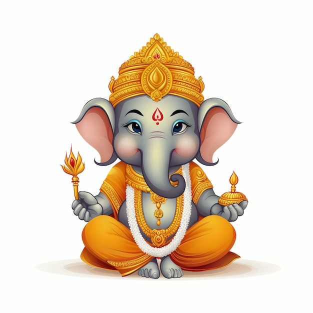 Divine Ganesha Cartoon Vector