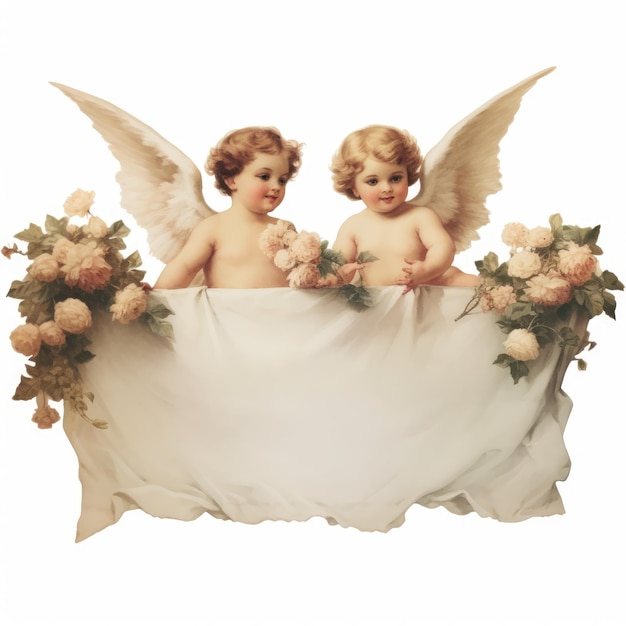 Divine Messages Cherub Angels Holding White Sign