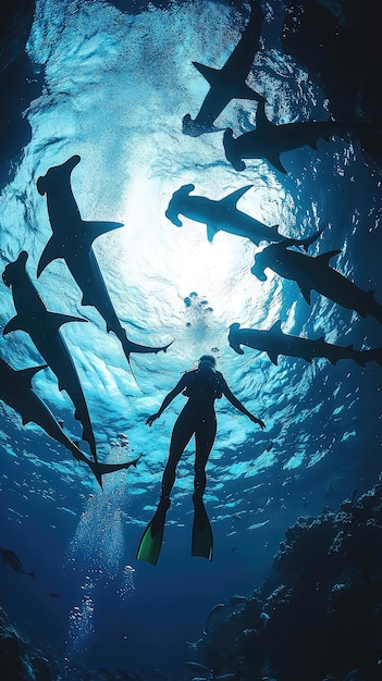 Photo diving with hammerhead sharks creates an exhilarating experience