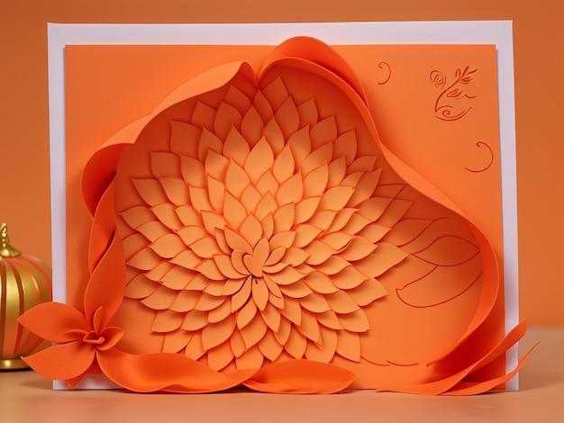 Diwali background design using flower made of paper cutout AI design