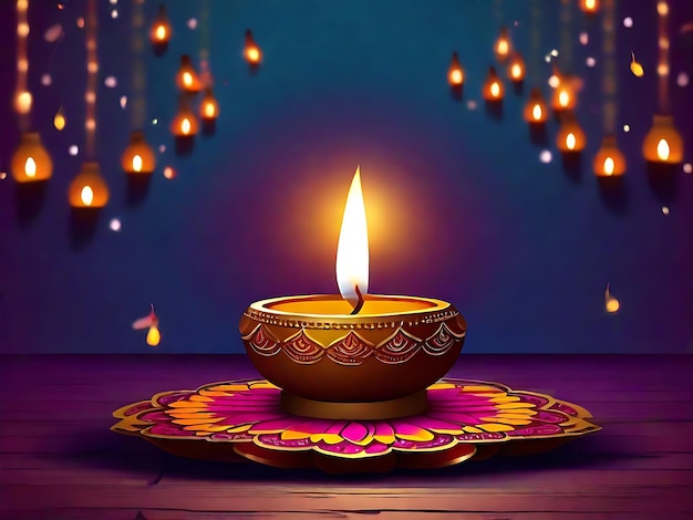 Diwali Candle Background Generative Ai