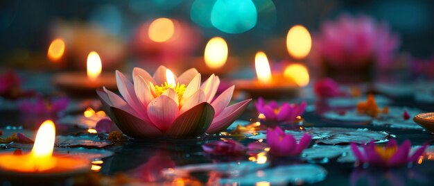 Diwali Celebration With Traditional Lotus Flowers Oil Lamps And A Modern Twist