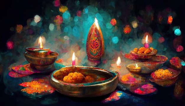 Diwali day concept art illustration