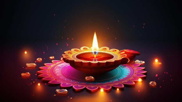 Diwali diya or oil lamp isolated festival of lights Generative ai