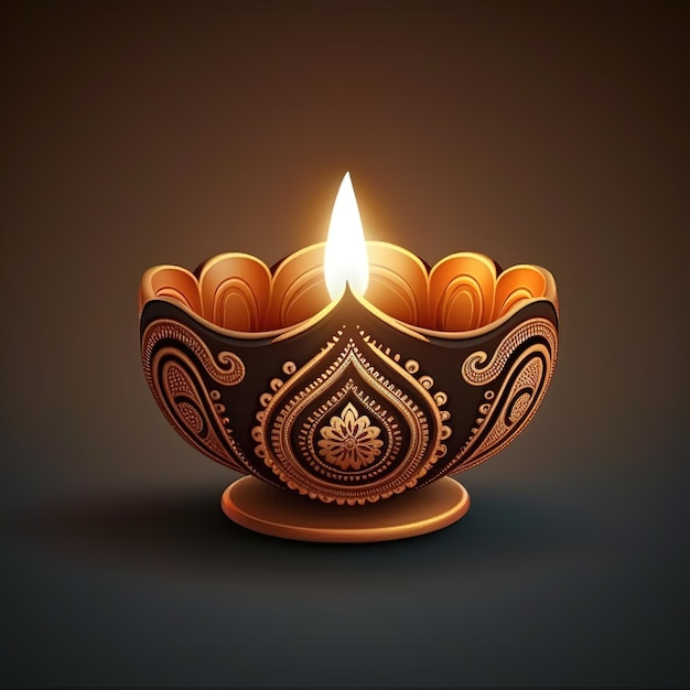 Diwali diya or oil lamp isolated festival of lights Generative ai