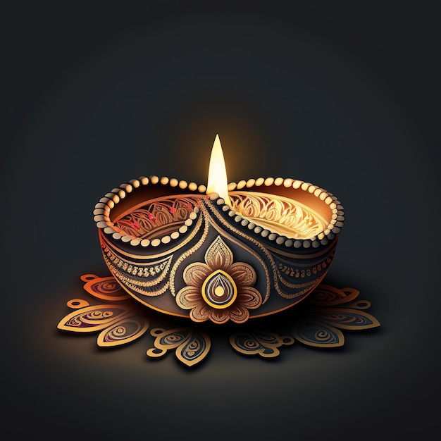 Diwali diya or oil lamp isolated festival of lights Generative ai