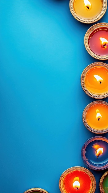 Photo diwali diyas in the festive background indian culture and hindu diwali traditions