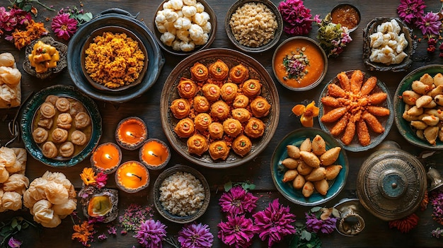 Diwali Feast with Traditional Indian food