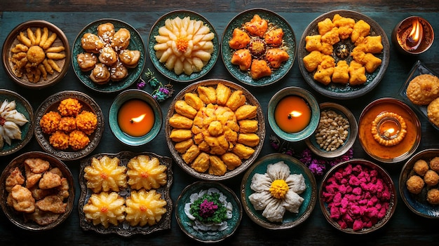 Diwali Feast with Traditional Indian food