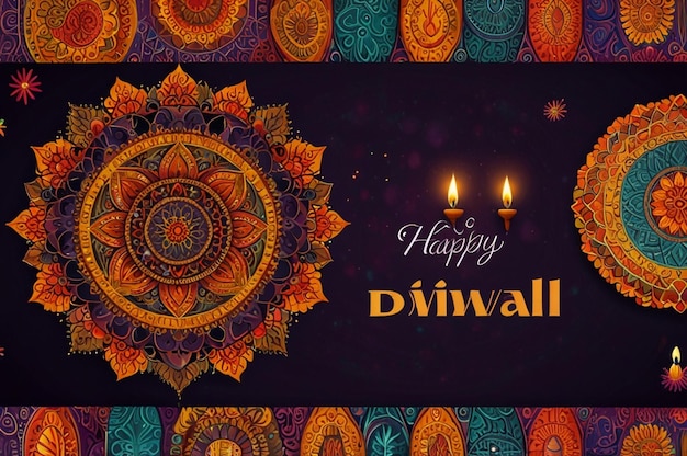 Photo diwali festival banner with rich traditional elements