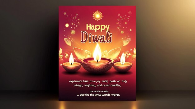 Diwali Festival Flyer Template with text Happy Diwali experience true joy on this tidy cubic poste