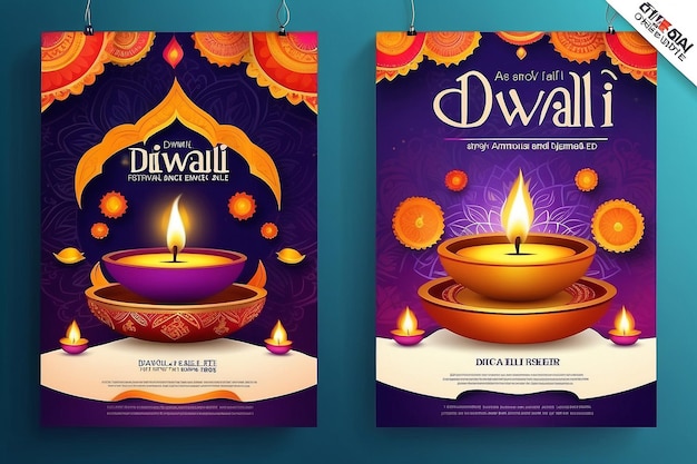 Diwali Festival Sale Poster Flyer Layout Template a4 Size