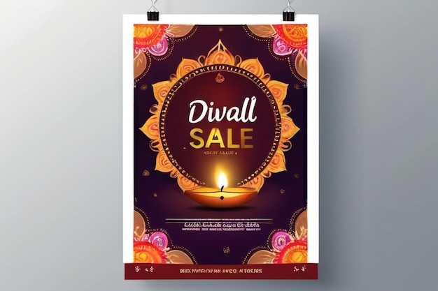 Photo diwali festival sale poster flyer layout template a4 size