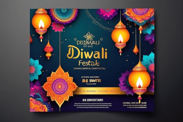 Photo diwali festival sale poster flyer layout template a4 size