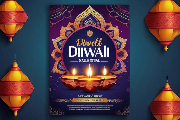 Diwali Festival Sale Poster Flyer Layout Template a4 Size