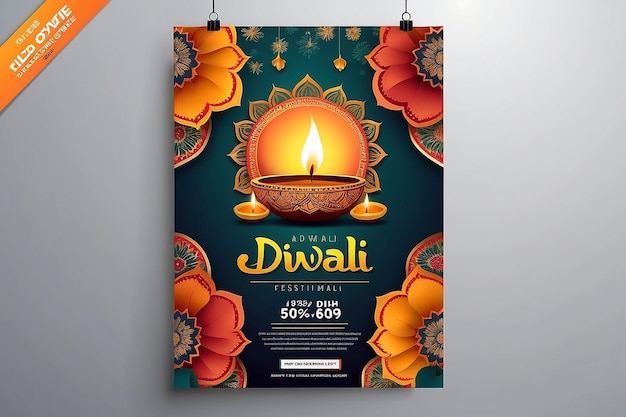 Diwali Festival Sale Poster Flyer Layout Template a4 Size