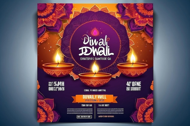 Photo diwali festival sale poster flyer layout template a4 size