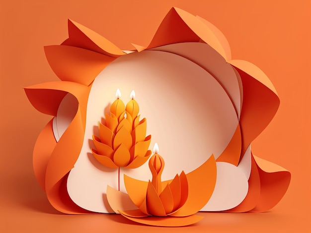 Diwali flower background made of paper cutout AI design