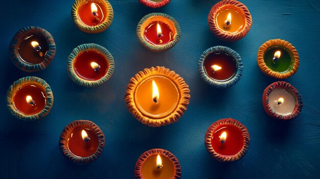 diwali greeting template with burning candles and place to write text