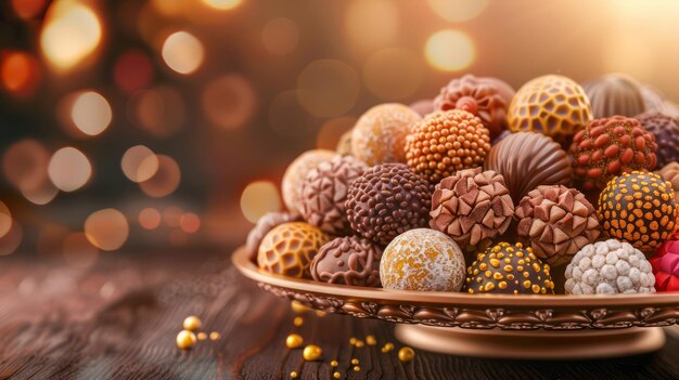 Photo diwali sweets on a decorative platter an inviting and delicious array of festive indian desserts