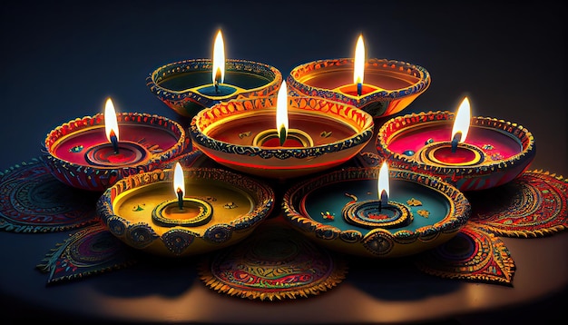 Diwali the triumph of light and kindness Hindu festival of lights celebration Diya oil lamps 24th October