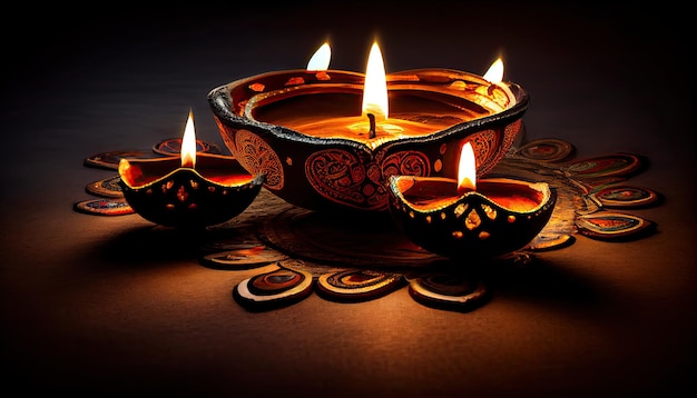 Diwali the triumph of light and kindness Hindu festival of lights celebration Diya oil lamps 24th October