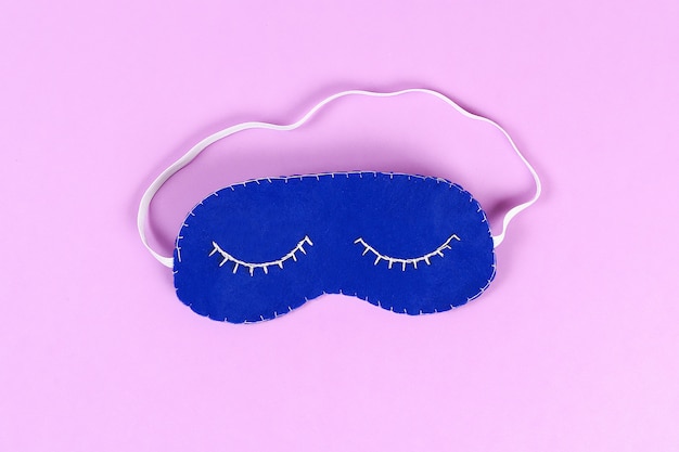 Diy blue felt sleep mask with white thread embroidered