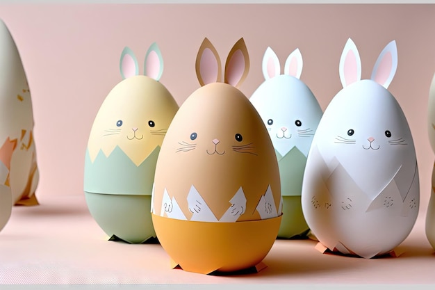 DIY bunny paper Easter eggs Easter concept