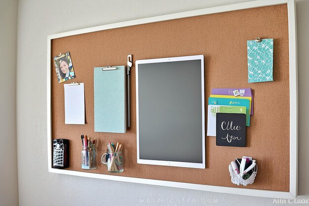 Photo diy cork board wall organizer