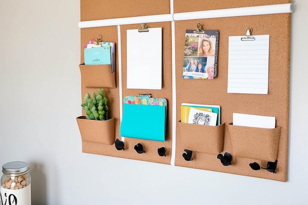 Photo diy cork board wall organizer