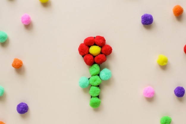 DIY Early learning ideas Flower from pom pon felt Toddlers Preschool Children Montessori Step 3