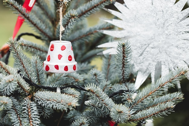 DIY handmade decoration on a Christmas tree