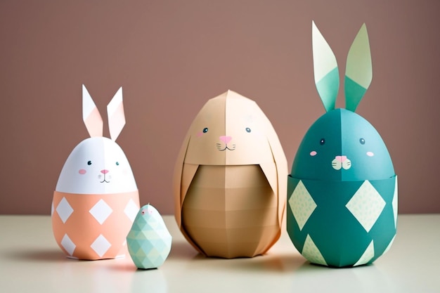 DIY idea for covering Easter eggs with bunny paper Simple Easter idea Generative AI