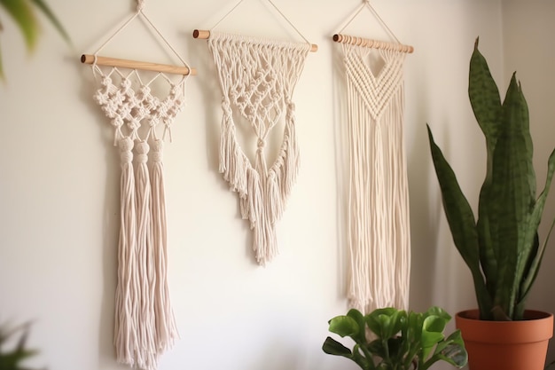 DIY macrame wall hanging Boho style home decor Generative AI