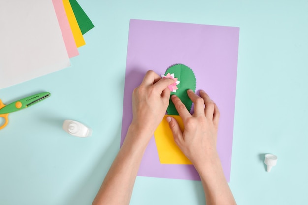 DIY A postcard with a cactus in a pot Stepbystep photo instruction