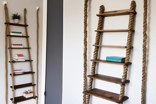 DIY Rope Ladder Bookshelf