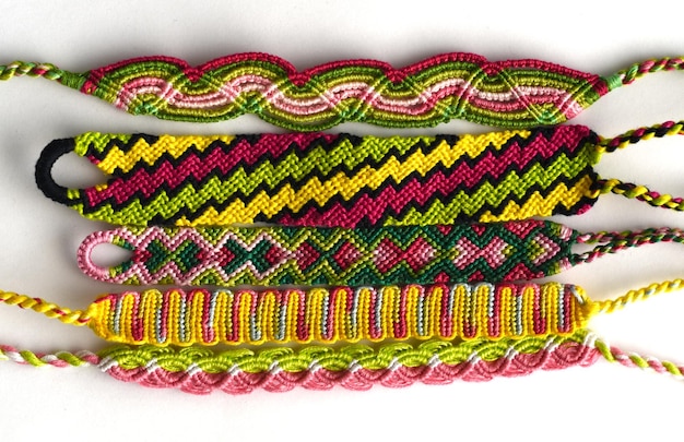 DIY woven friendship bracelets with different braiding Summer accessory