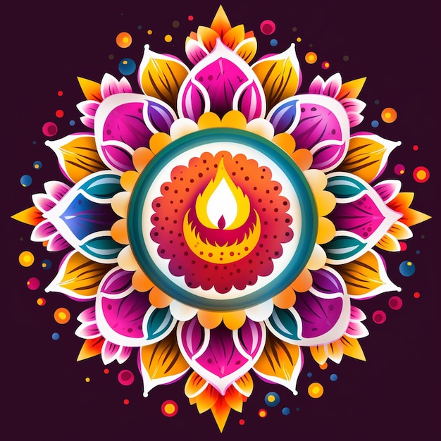 Diya Colorful Rangoli Diwali Festivals In India