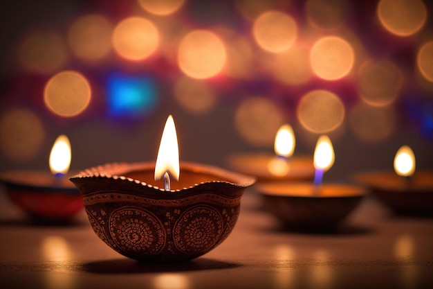 Diya lamps a lit candle creates an atmosphere of meditation and inner peace Ai generated