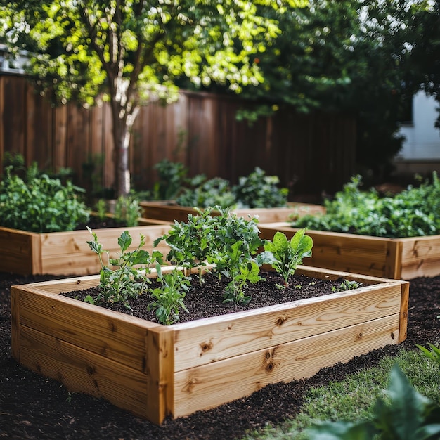 DIYer Building Raised Garden Beds in Backyard